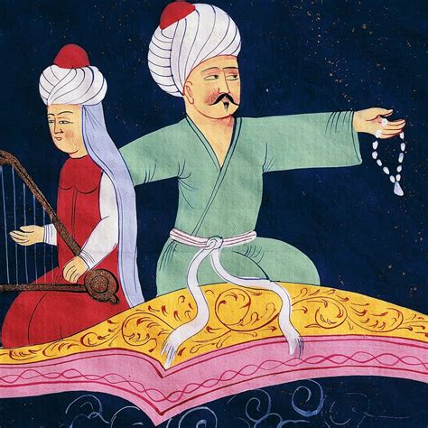 Aladdin drifting on a magical flying carpet